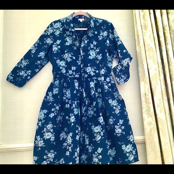 Gap Blue on Blue Cotton Linen Day Dress - Picture 5 of 8
